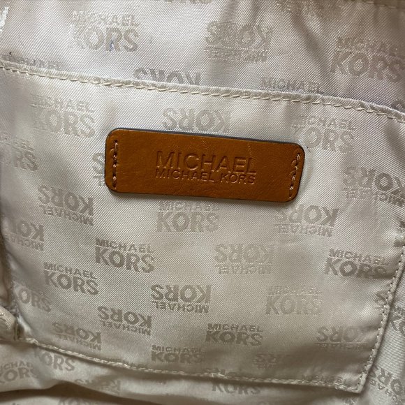 Michael Kors XL Yellow/White Canvas Fabric Handbag - Picture 13 of 14